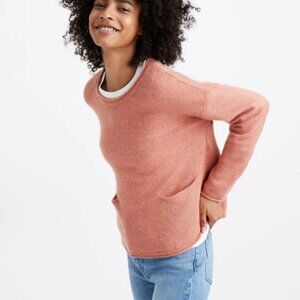 Madewell Alpaca Chelsea Pocket Pullover Knit Crop Box Sweater Peach Pink Size XS